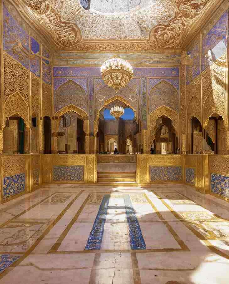 Stunning gold and marble interior details inside Qasr Al Watan